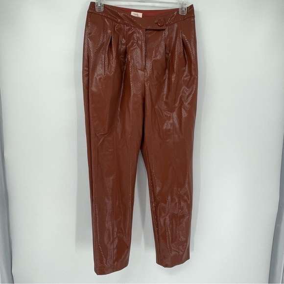 Camila Coelho Filomena Pant in Cognac size Large Women’s Faux Leather Lined - Picture 13 of 13